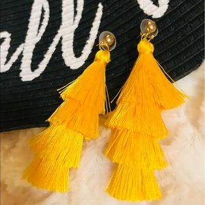 Yellow Tassel Earings